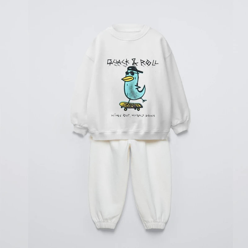 Einfarbiger Anzug, lockere lässige Sweatshirts + Hosen, 2-teiliges Set, Oberbekleidung, langärmelige Baby-Outfits, niedliche Oberteile für Kinder, All-Match-Hosen