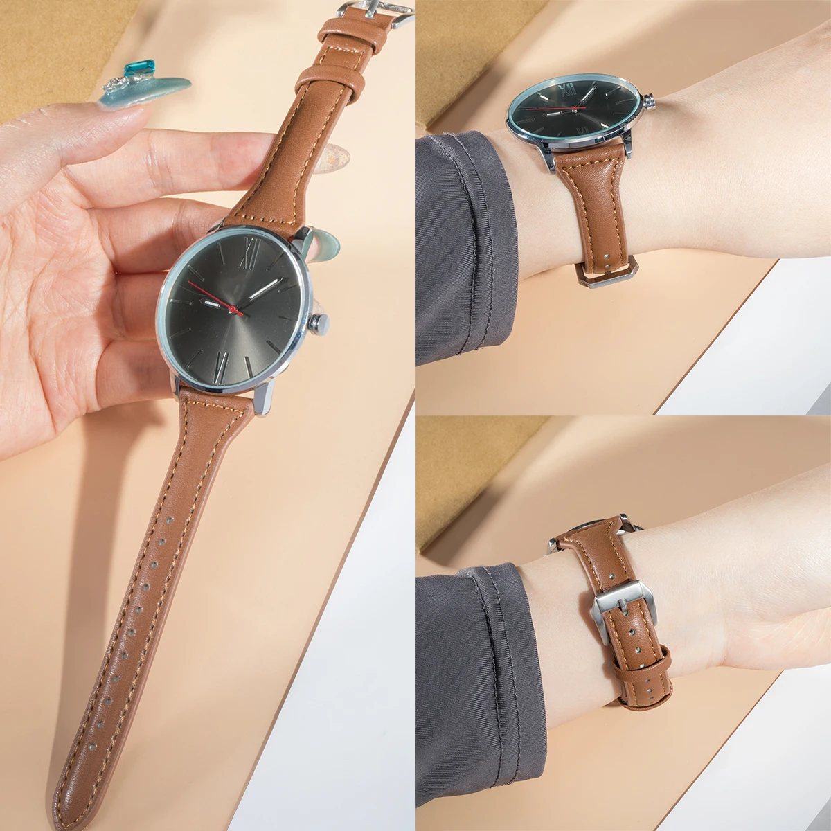 20 mm schlankes Lederarmband für Samsung Galaxy Watch 7/FE/6/5/5 Pro/4 Classic/Active 2 22 mm Sportarmband Huawei Watch GT5-3 Band Image