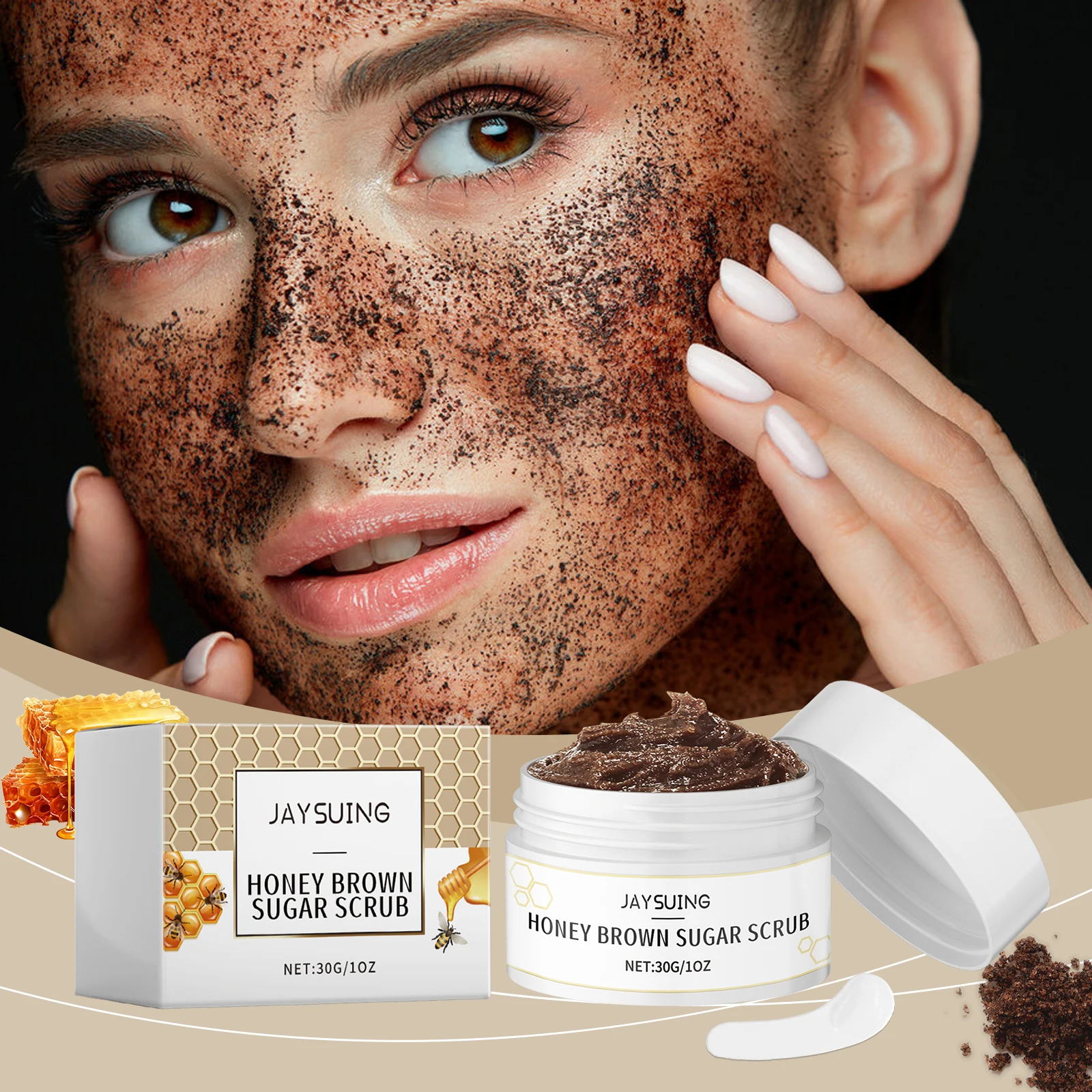 Honigbrauner Zucker Peeling Creme Peeling Entfernen Gesichtsöl Schrumpfen Poren Glätten Befeuchten Haut Weichmachendes Keratin Reinigungspeeling Image