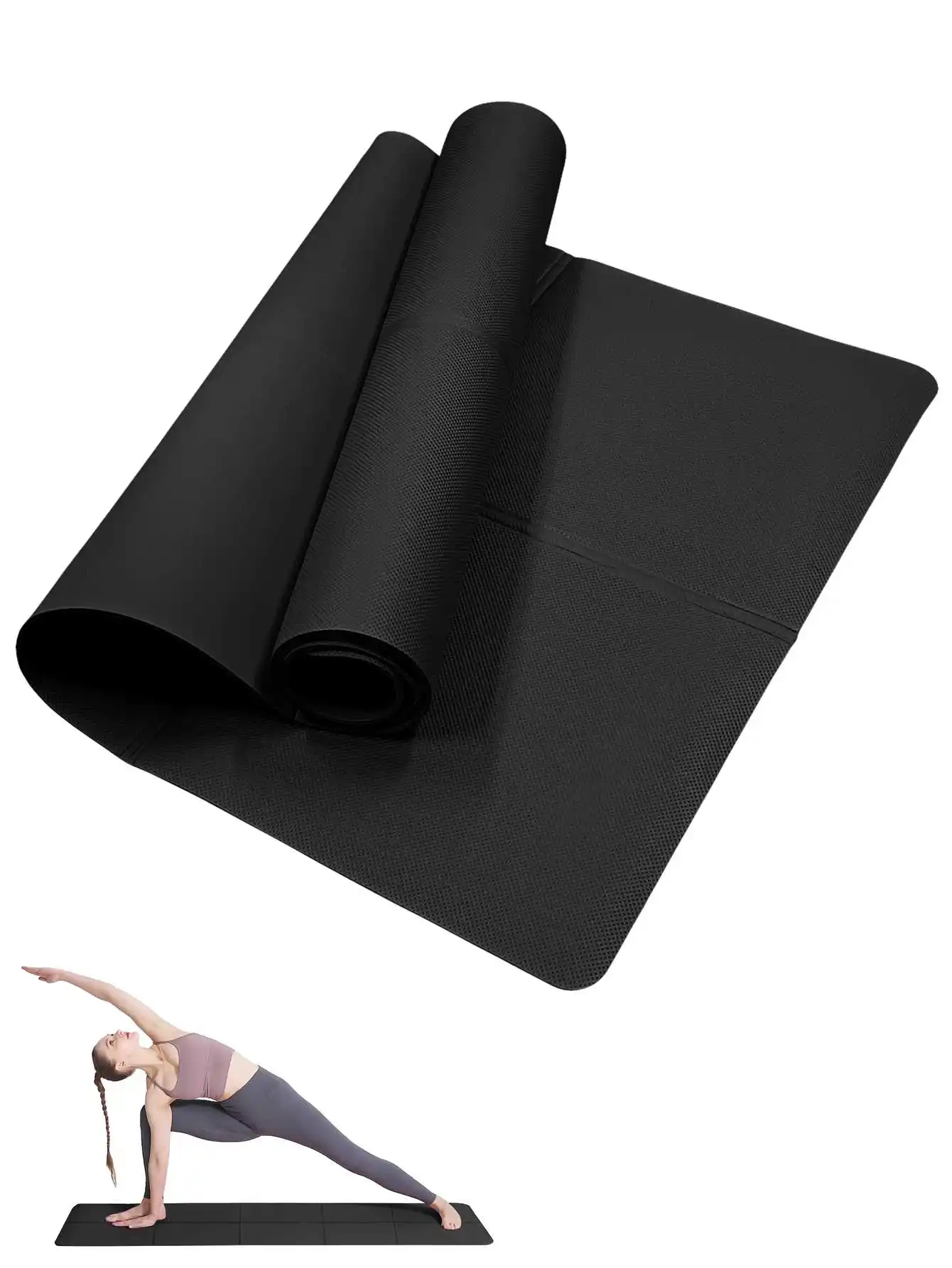 Foldable Yoga Mat Black Eco Friendly EVA Folding Travel Fitness Exercise Mat 3/4/6mm Thicknesses for Yoga Floor Workouts
