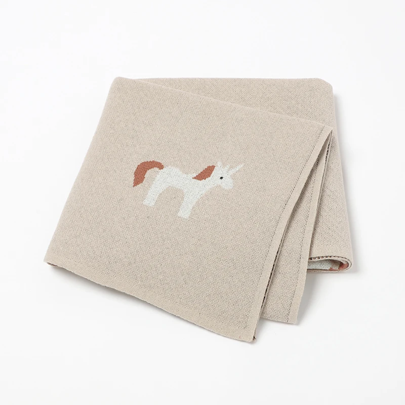 Baby Decken Baumwolle Stricken Neugeborenen Jungen Mädchen Bettwäsche Quilt 100*80CM Infant Kinderwagen Windeln Wrap Super Weiche mode Nette Einhorn Image
