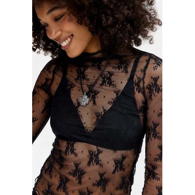 UO Lace Funnel Layer Top - Black L at Urban Outfitters