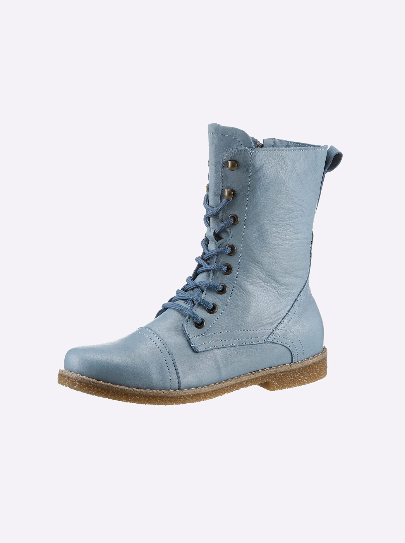 Schnürstiefelette ANDREA CONTI, Damen, Gr. 40, blau (bleu), Glattleder, Leder, Rindsleder, Modisch, Schuhe