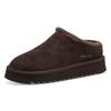 Hausschuh TAMARIS, Damen, Gr. 38, braun (mokka), Veloursleder, unifarben, casual, Schuhe, Clogs, Bequemschuh mit Fellimitat-Kragen