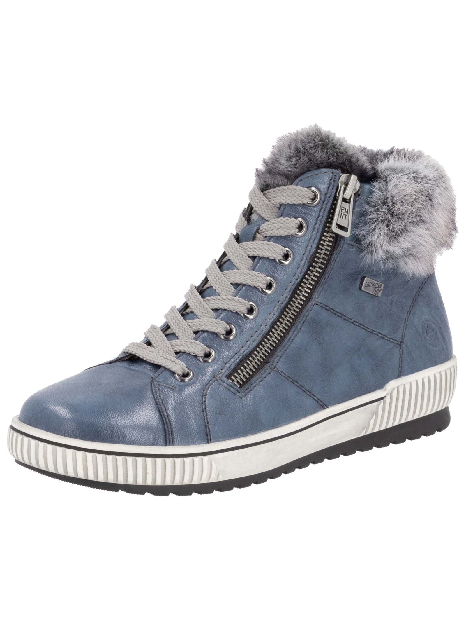 Sneaker REMONTE "Remonte Sneaker Leder/Textil", Damen, Gr. 42, blau (blau, grau), Leder, Textil, Schuhe