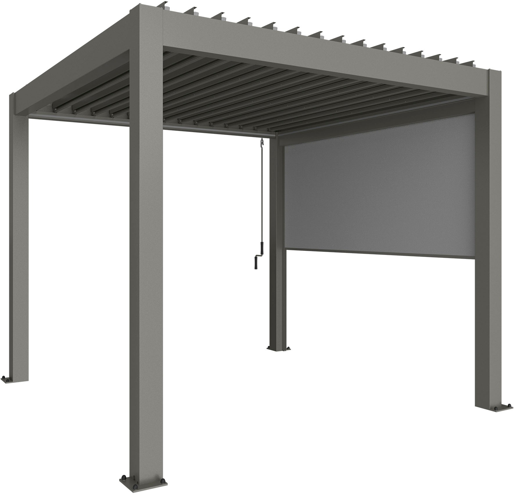 Rollo BIOHORT "Sonnenschutz für 3,5m-Seite von biohort Pergola", grau (quarzgrau, metallic), Kunststoff, Rollos, Sonnen- und Blendschutz mit ZIP-Funktion, stufenlos verstellbar Image