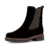 Chelseaboots GABOR "KOS", Damen, Gr. 44, schwarz, Veloursleder, Elastischer Einsatz, unifarben, Basic, Schuhe, Blockabsatz, Stiefelette mit meliertem Stretcheinsatz, in Extraweite K