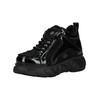 Plateausneaker BUFFALO "Buffalo Sneaker Leder/Textil", Damen, Gr. 40, schwarz (schwarz lack), Leder, Textil, casual, Schuhe