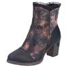 Stiefelette RIEKER, Damen, Gr. 42, schwarz, antik, Lederimitat, Textil, Antik-Look, Glanzfaden, elegant, Schuhe, Trachtenstiefelette, Festtagsstiefelette, Blockabsatz, mit Warmfutter