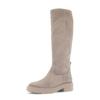 Stiefel GABOR, Damen, Gr. 38, Normalschaft, beige (hellbeige), Veloursleder, unifarben, modisch, Schuhe, Blockabsatz, Langschaftstiefel, Reißverschlussstiefel mit Ziernähten