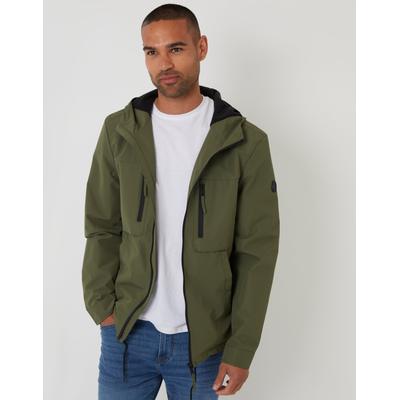 Khaki Green Microfleece Lined Hooded Jacket
