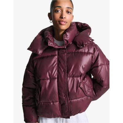Bershka Water-Repellent & Thermal Insulation Puffer Jacket Women Xs Burgundy