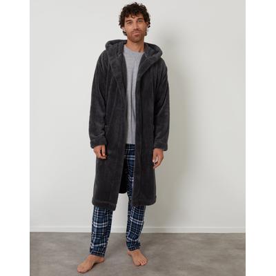 Charcoal Grey Borg Hooded Dressing Gown
