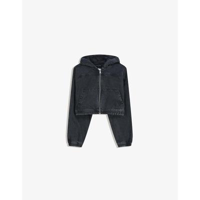 Bershka Denim Jacket With Zip Women L Black