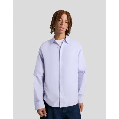 Bershka Oversized Double Sleeve Shirt Men L Light Blue