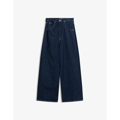 Bershka Wide-Leg Jeans With Crossover Waist Women 12 Navy
