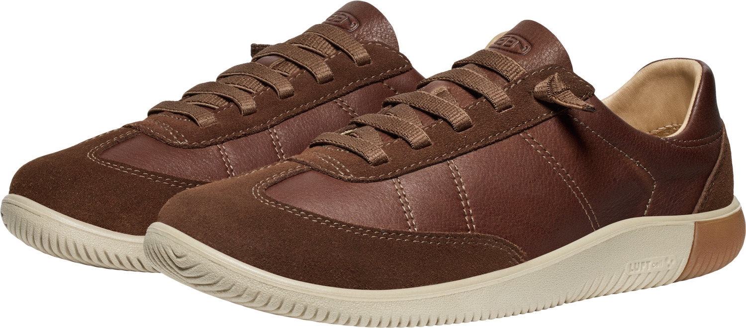 Barfußschuh KEEN "KNX T-TOE", Gr. 42,5, beige (schwarz earth, plaza taupe), Leder, Sportlich, Schuhe
