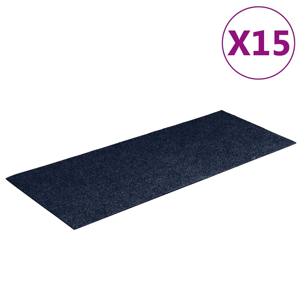 vidaXL Stufenmatten Selbstklebend 15 Stk. 60x25 cm Marineblau Rechteckig Image