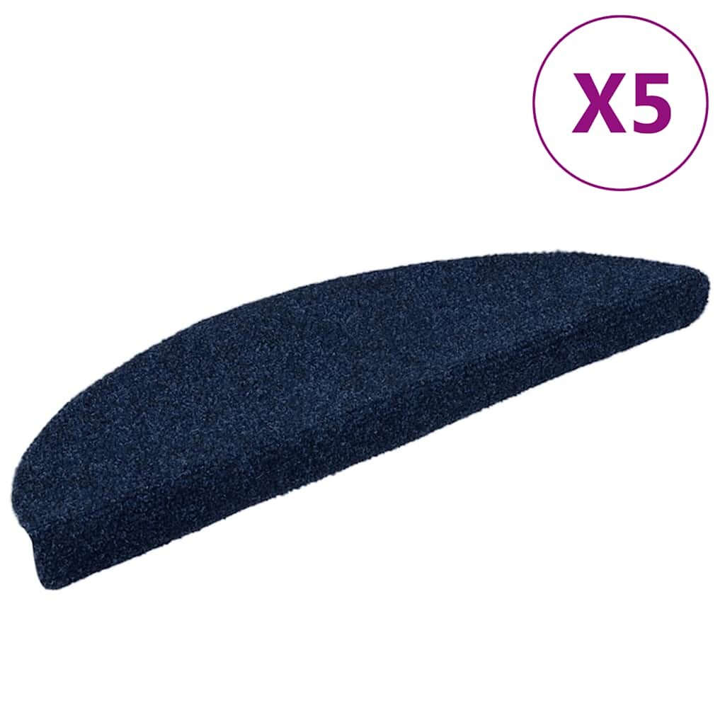 vidaXL Stufenmatten Selbstklebend 5 Stk. 56x17x3 cm Marineblau Halbrund Image