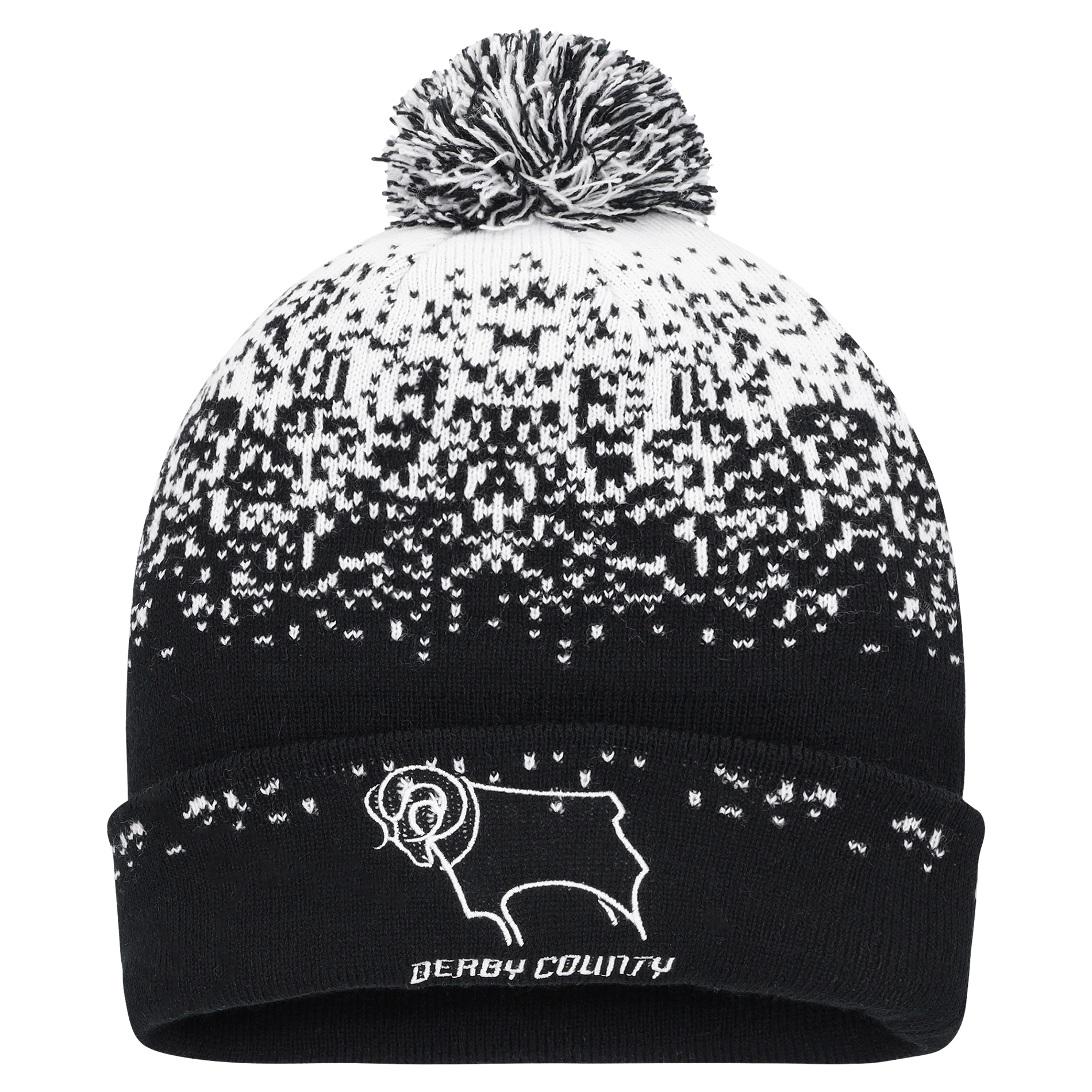 Derby County Classics Ombre Cuffed Pom Beanie – Schwarz – Kinder Image