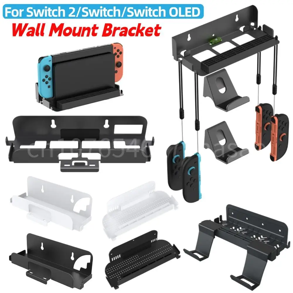 Wandmontierter Hostständer mit Controller-Hakenhalter, Konsolen-Aufbewahrungsregal für Switch 2/Switch/Switch OLED-Spielekonsolen-Organizer Image