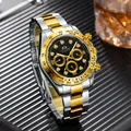 Montre automatique pour hommes, mouvement mécanique à remontage automatique, or noir, acier inoxydable, diamants, pierre, sport, luxe, mode