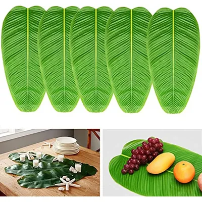 1Pcs Waterproof Artificial Tropical Green Plants Banana Palm Tree Leaves Home Garden Party Decoration Table Mat Fruits Plate