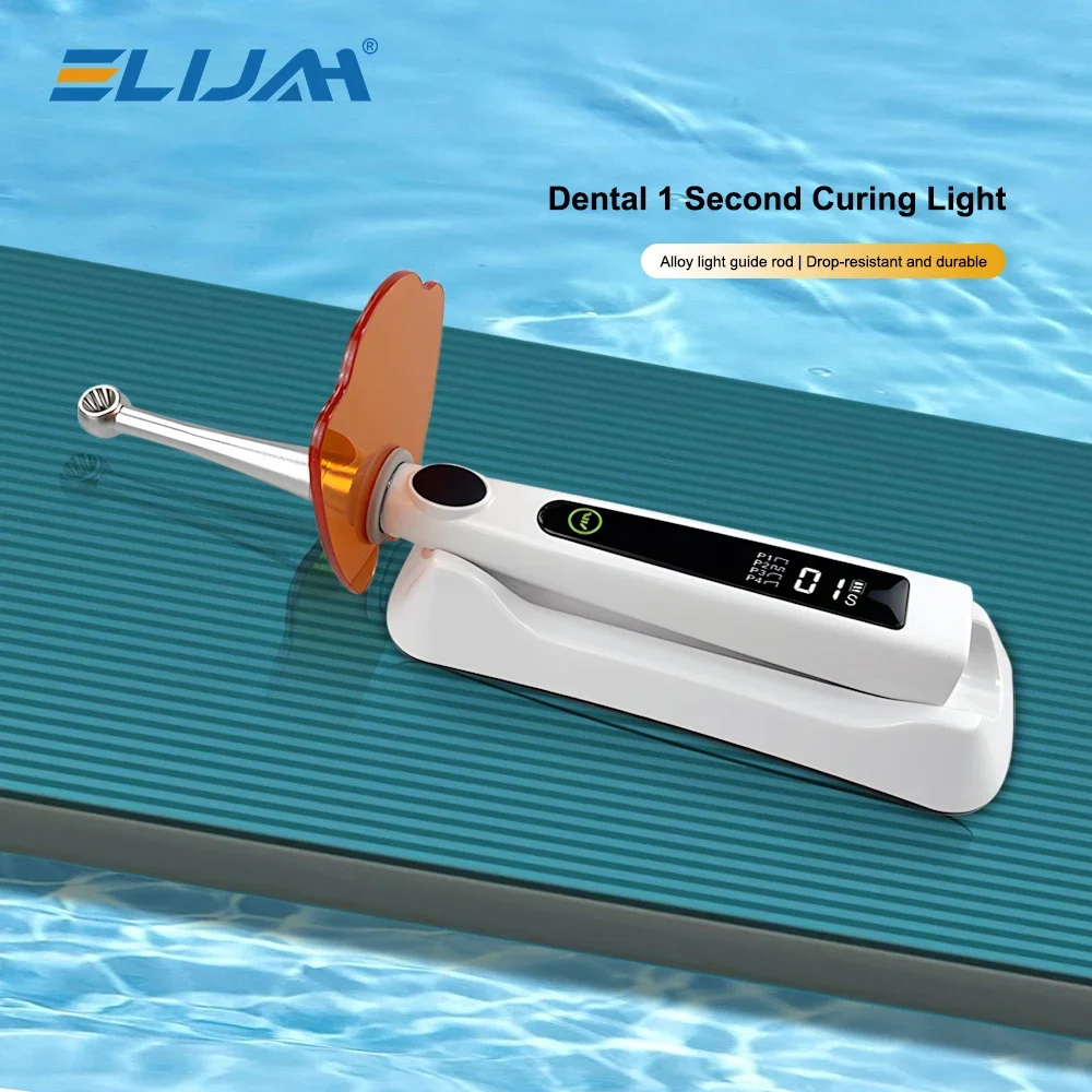 ELIJAH Dental Curing LED-Lampe, kabellos, 1 Sekunde, Heillicht, 800–2400 mW/cm2, Zahnmedizin-Ausrüstung, Metallkopf, 360 ° Rotierende Laborwerkzeuge Image