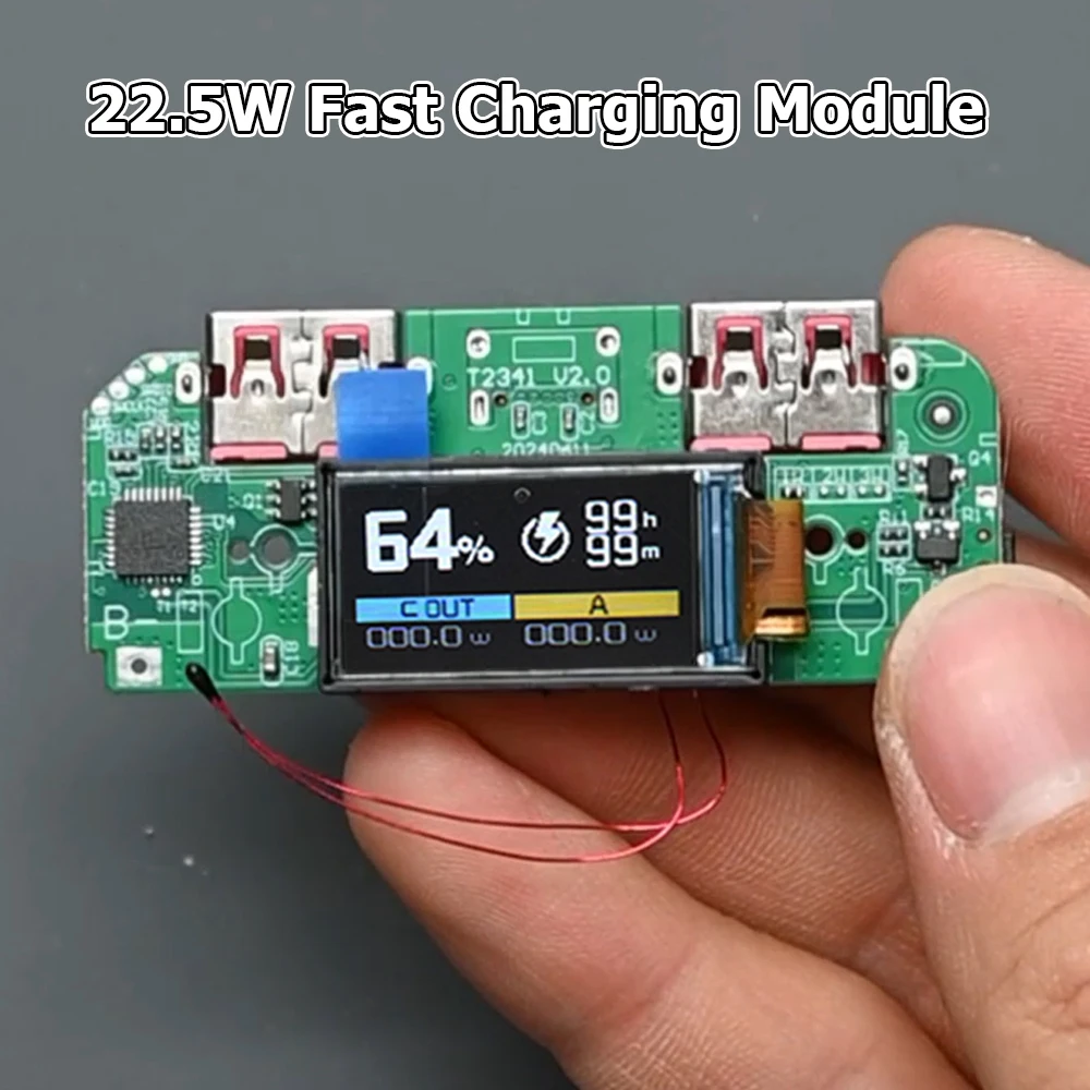 Scheda madre Power Bank a ricarica rapida da 22,5 W con display digitale a colori TFT per batteria al litio ternaria Modulo di ricarica rapida PD QC