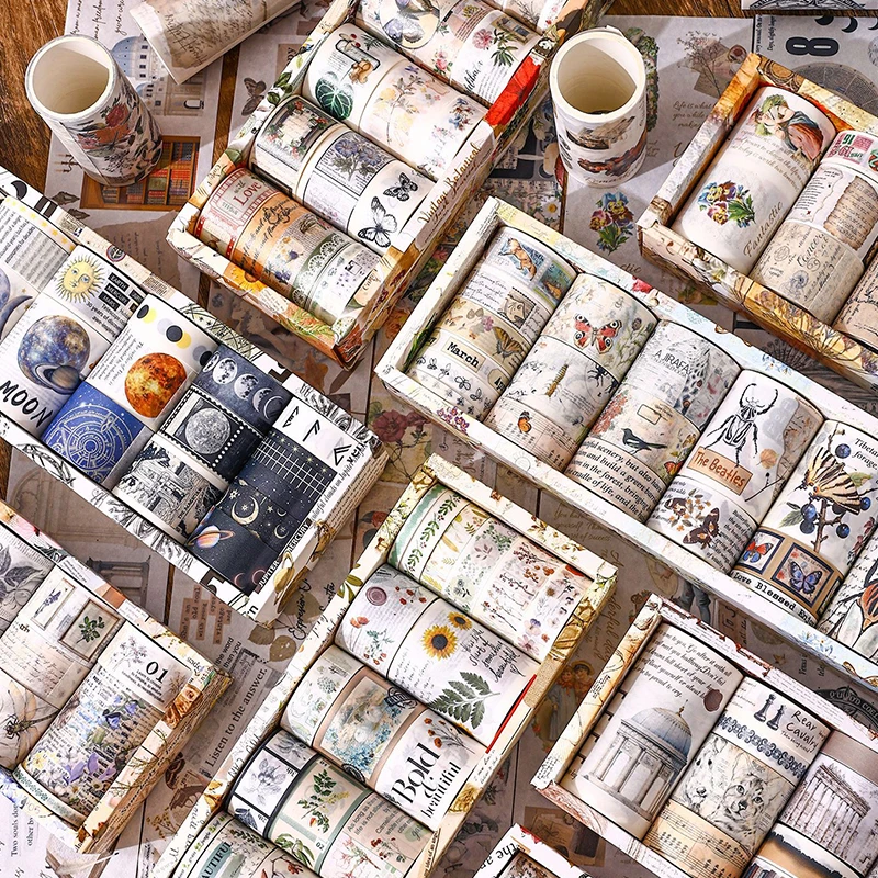 18 Bände – Retro-Kunst, nostalgische Erinnerungen und Papierband – verwendet für handgefertigte Materialien, DIY-Sammelalben, Notizbücher, Kunsthandwerk Image