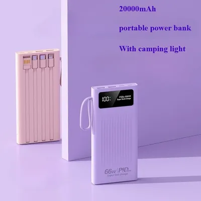 66W Super Fast Power Bank 20000 mAh Large Capacity Mobile Battery Pack Intelligent Digital Display for iPhone Xiaomi