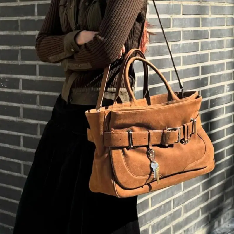Neue Mode Retro Hohe Qualität Matte Wildleder Leder Handheld Frauen Tasche Mit Große Kapazität Shopper Schulter Umhängetasche Trendy Image