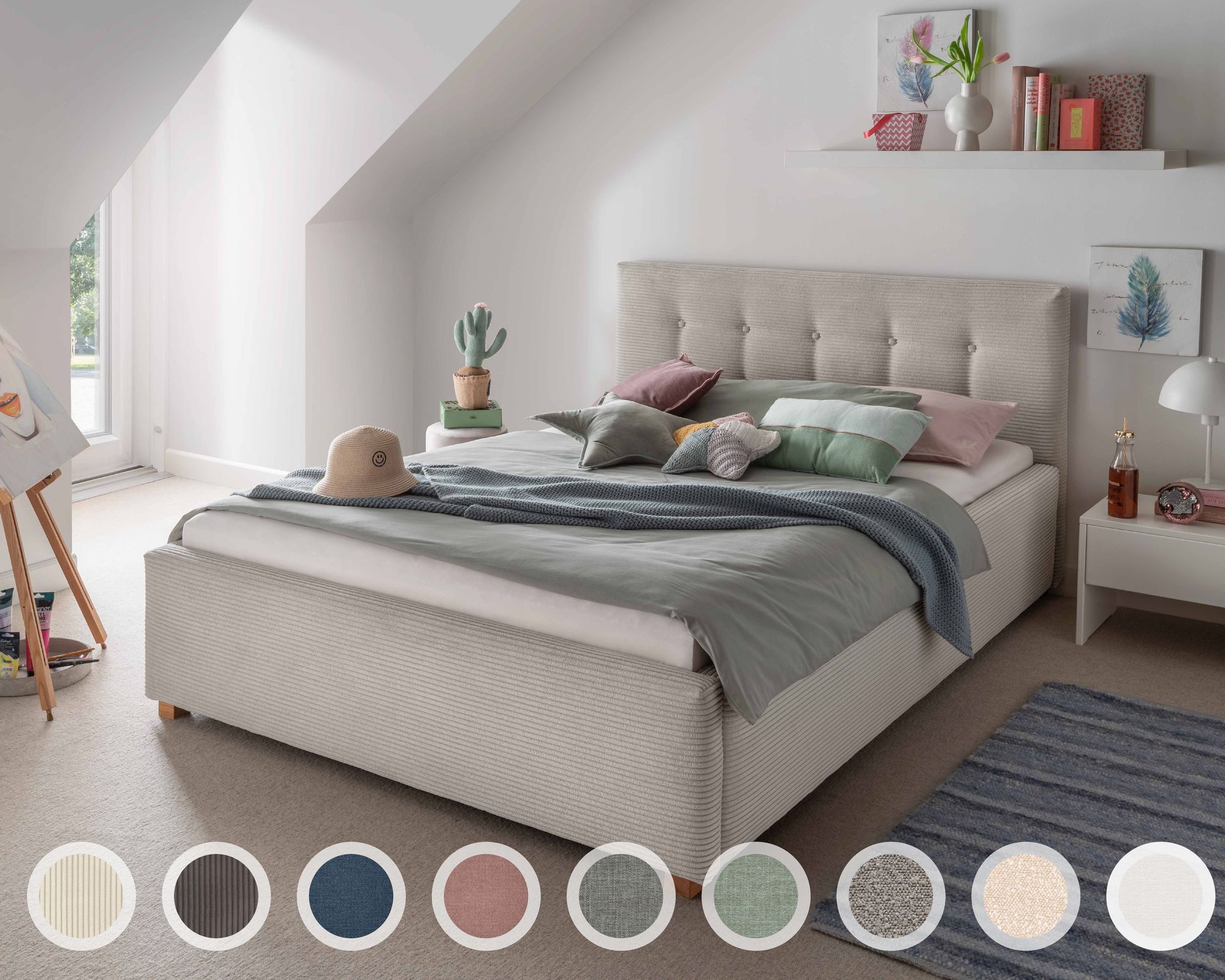 INFANSKIDS »Lima« Polsterbett 180x220 cm / Boston 5311 Cement Image