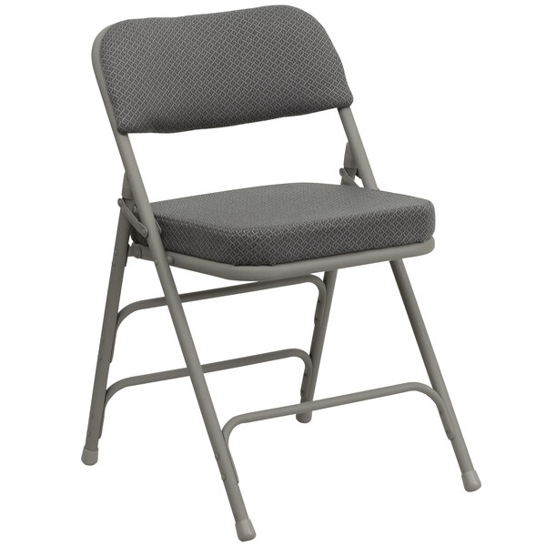 Flash Furniture HA-MC320AF-GRY-GG Gray Metal Folding Chair with 2 1/2" Padded Fabric Seat