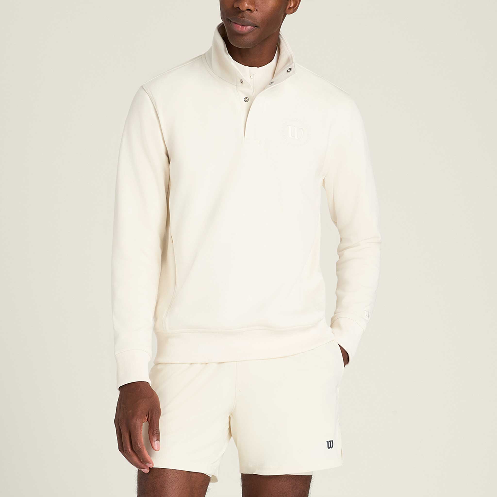 Wilson Tennis Club 1/2 Zip Mock Sweatshirt Men's Tennis Apparel Sandrift