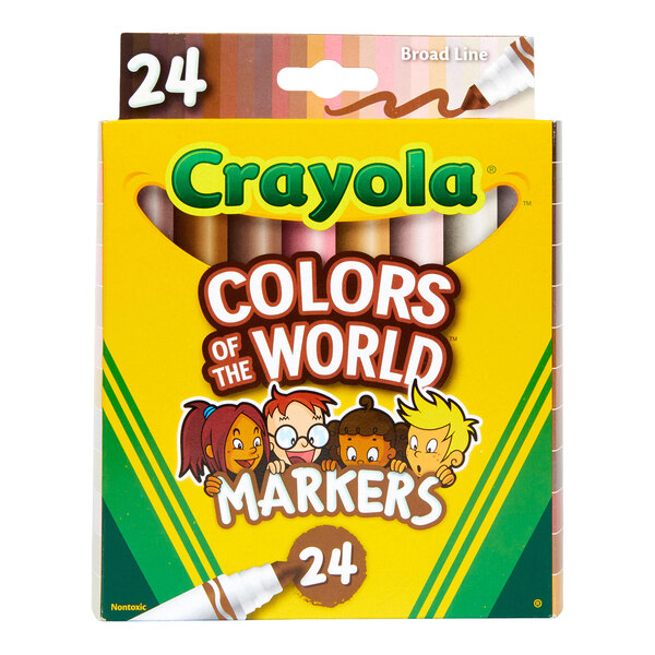 Crayola Colors of the World 587802 24-Count Assorted Broad Point Washable Markers - 8/Case