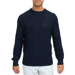 Rundhalspullover INDICODE "INBertram O-neck", Herren, Gr. L, blau (navy), Strick, Obermaterial: 58% Polyacryl, 32% Polyester, 7% Wolle, 3% Elasthan, unifarben, modisch, regular fit hüftlang, Rundhals, Langarm, Pullover