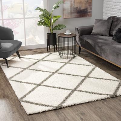 Hochflor-Teppich SANAT "Madrid", beige (creme), B:80cm H:30mm L:150cm, Kunstfaser, Teppiche, Wohnzimmer, Langflor, Shaggy Teppich Image