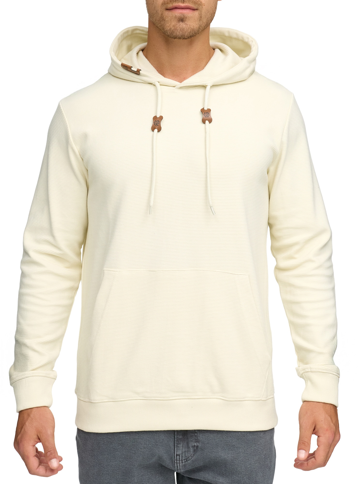 Kapuzensweatshirt INDICODE "INSalupe Hoodie", Herren, Gr. XXL, weiß aspargus, Sweatware, Obermaterial: 100% Baumwolle, unifarben, regular fit hüftlang, Rundhals, Sweatshirts Image