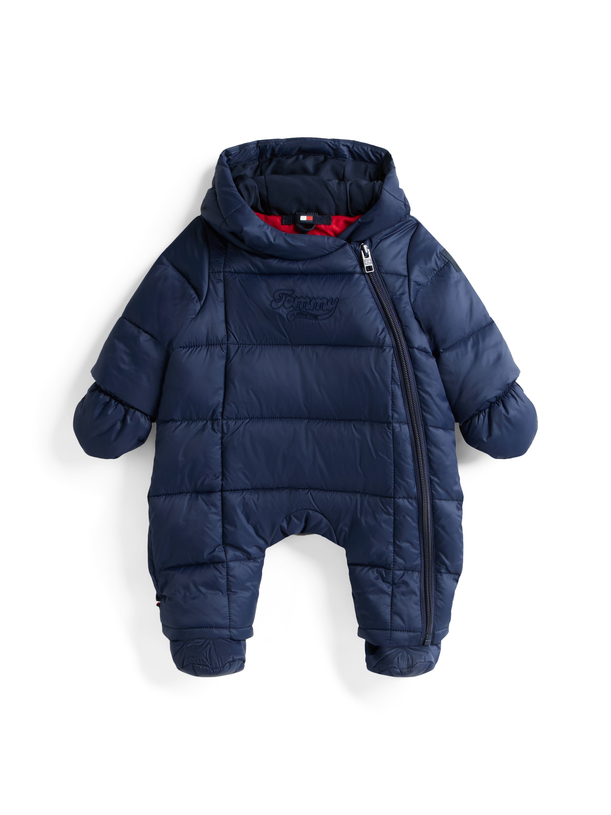 Schneeoverall TOMMY HILFIGER "TOMMY PUFFER SKISUIT", Baby, Gr. 86, schwarz night navy, Jersey, Obermaterial: 100% Polyamid, unifarben, regular fit normal, Rundhals, eingesetzt, Overalls, für Babys Image