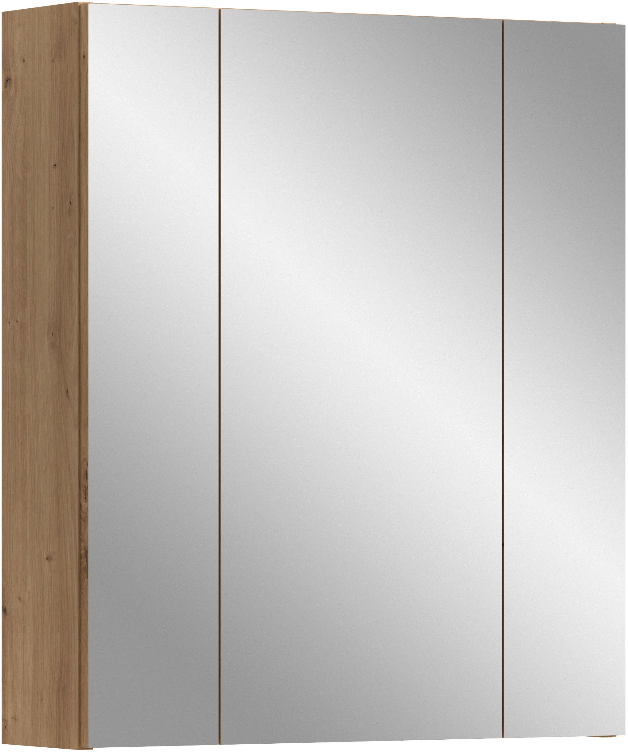 Spiegelschrank INOSIGN "Malmö, Breite 60 cm, 3 Spiegeltüren, 9 Fächer, 6 Einlegeböden", artisan oak nb, B:60cm H:70cm T:18cm, MDF, Spanplatte, Schränke, Florenz, Spiegelschrank 3-Türig, Artisan Oak NB, 9 Fächer Image