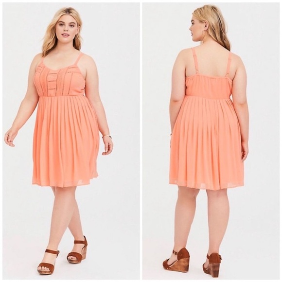 Torrid Dresses | Torrid Orange Pleated Mini Dress Size 1, Like New, Wedding Guest Ready! | Color: Orange/Pink | Size: 1x