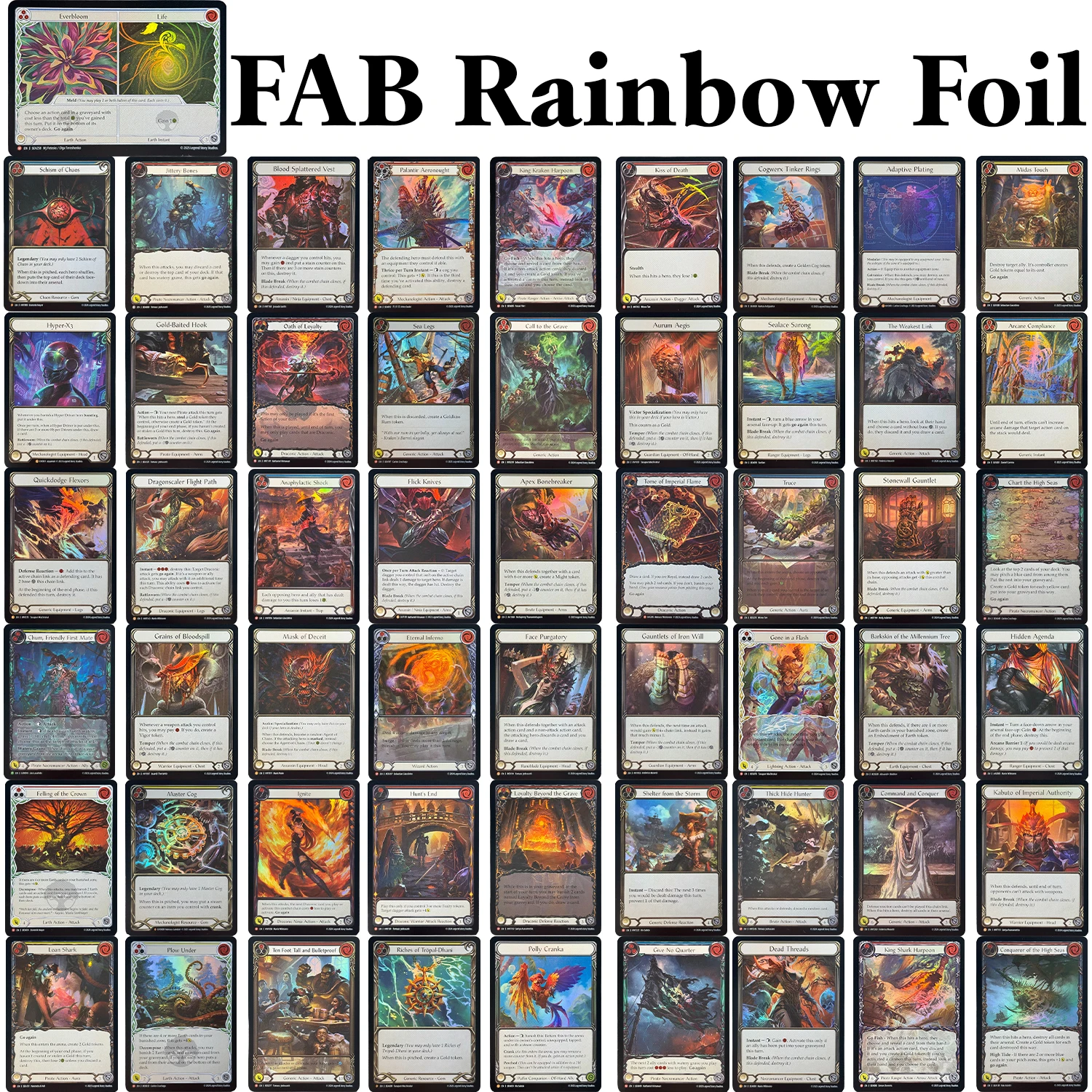FAB Rainbow Foil Proxy TCG Cards Truce Shelter aus dem Storm Oath of Loyalty Conqueror of the High Seas Command und Conquer TCG Image