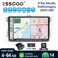 Autoradio Android 14 9" 4+64 GB Bluetooth CarPlay Wireless Android Auto Navigazione GPS per VW Passat Polo Golf Tiguan Touran Caddy Eos Bora RDS WiFi Touchscreen Capacitivo IPS