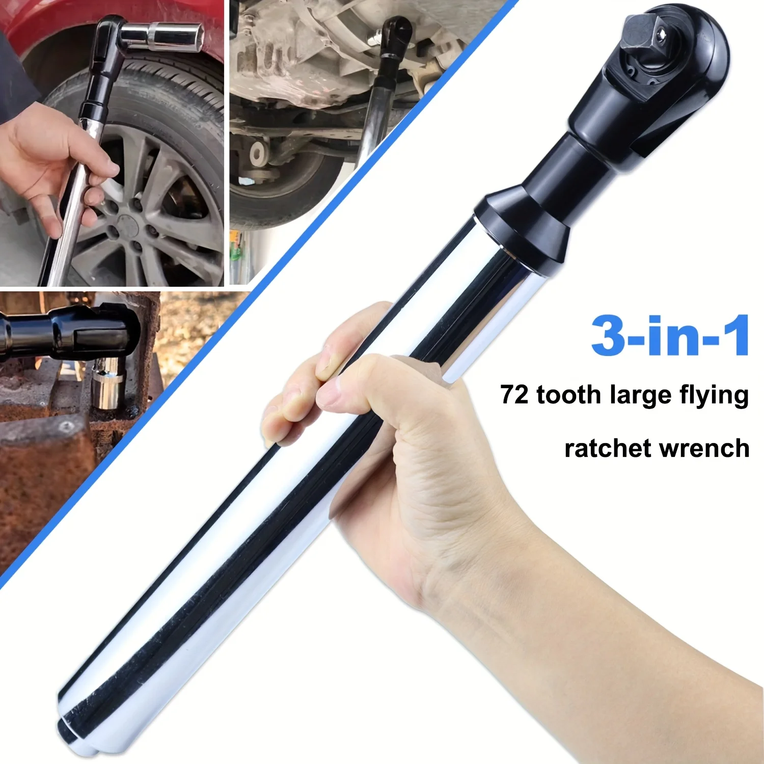 3-in-1 1/2 Offset-Schlagverlängerungsschlüssel, manuell, ideal für schmale Räume, schwer zugängliche Schrauben in automatischen/Sanitär-/Möbelarbeiten