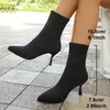 Luxus Frauen Socken Schuhe Stretch Stoff Frauen Stiefeletten Spitz High Heels Slip-On Sexy Socke Mit Hohen Absätzen Chelsea stiefel Größe