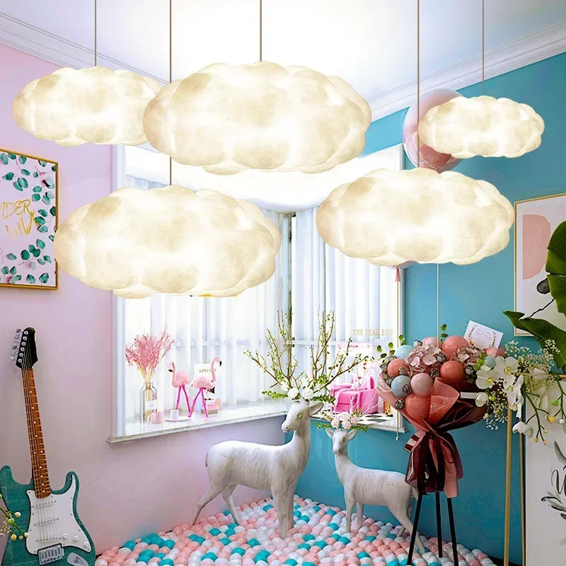 Designer Mehrere Stile Simulation Wolke Anhänger Licht Wohnzimmer Restaurant Kinderzimmer Seide Baumwolle Led Wohnkultur Atmosphäre Lampe