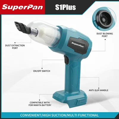 Superpan Strong Suction Mini Electric Vacuum Cleaner Wireless Handheld Home Cleaner Blower With Nozzeles for Makita 18V Battery