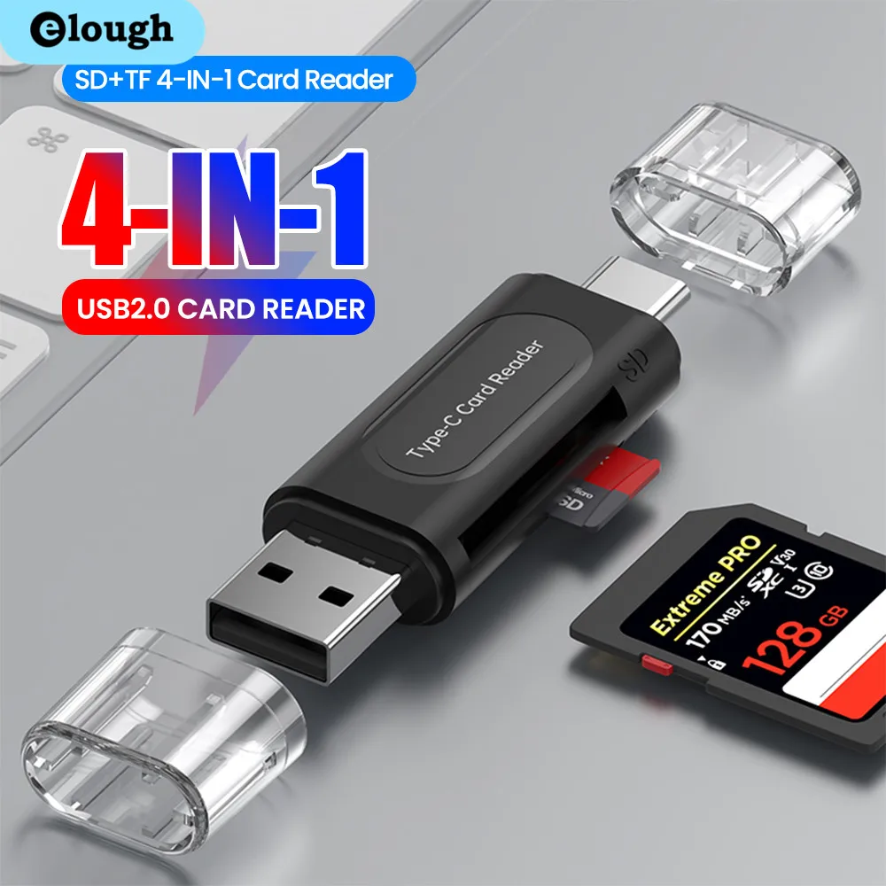 Lettore di schede multifunzione 4 in 1 Lettore di schede Micro TF da USB 3.0 e da tipo C a SD per PC portatile Lettore di schede di memoria intelligente Lettore di schede SD