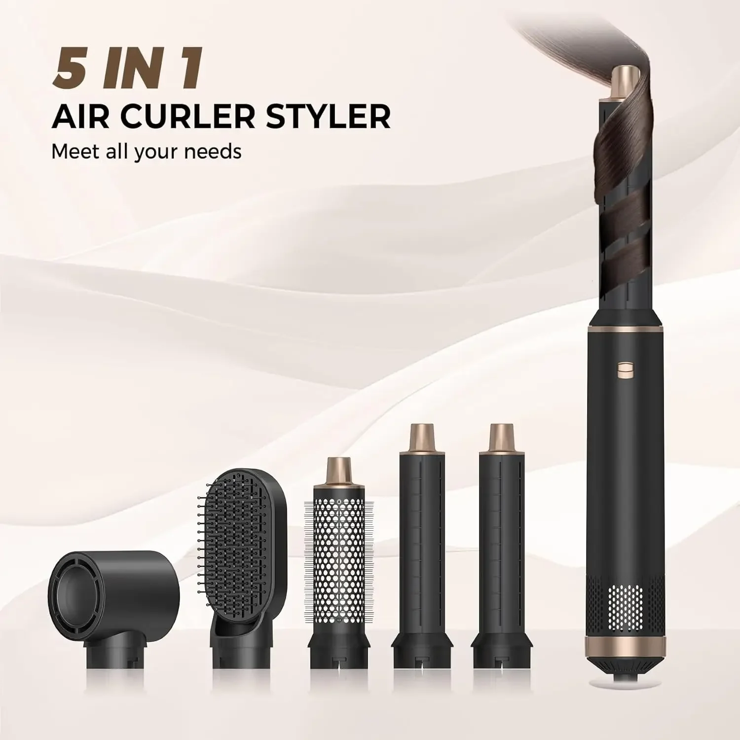5 In 1 Multi Hair Styler Dryer Hot Air Comb Handle Foldable Straightener Brush Blow With Detachable Attachments Hair Care Tools